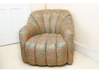 Channeled Jay Spectre Upholstered Swivel Chair