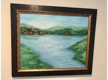 Pretty Oil Painting Of Upstate New York  Lake Placid In Up State New York