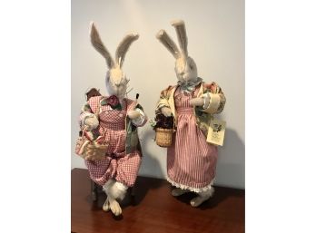 LARGE Custom Made One Of A Kind Set Of Mohair Rabbits	 By Bethany Lowe  $800 Retail