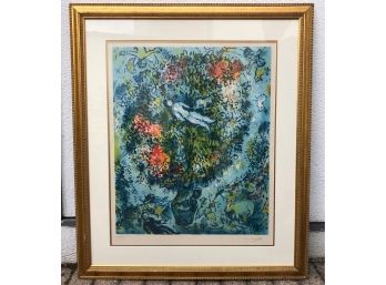 Marc Chagall Lithograph- Nude Floating In Vase - Signed, Numbered, Framed Under Glass