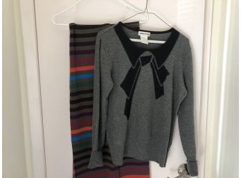 Sonia Rykiel Cashmere Sweater And Wool Colorful Scarf