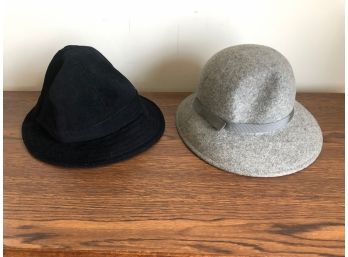 2 Women's Hats - Corduroy And Wool Felt - Both Vintage, Small