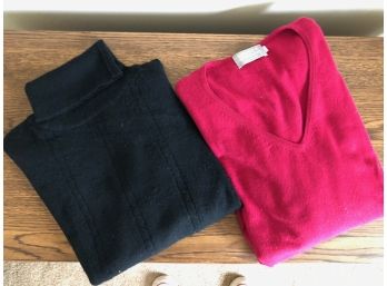 Raspberry And Black Vintage Cashmere Sweaters- Women's