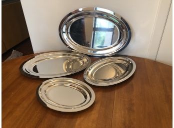 4 Graduated Stainless Serving Platters - Inox