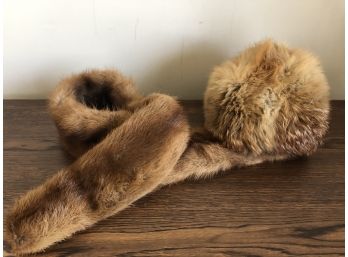 60's Women's Fur Hat And Scarf, Hat Small