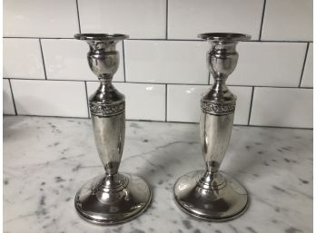Pair Sterling Candle Sticks - Weighted