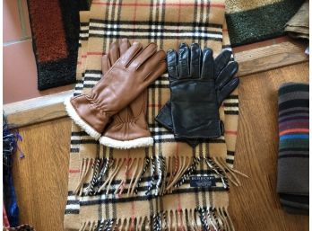 Burberry Scarf And 2 Pairs Of Gloves