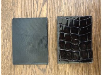 2 New Men's Leather Wallets, Croc And Snake Patterns