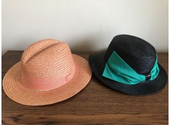 Brightly Colored Pair Of  Women's Straw Hats