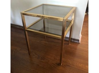 Pair Matching Brass End Tables