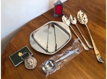 Assorted Silver Plate And Stainless Including Christofle Bottle Opener And New Ice Cream Scoop