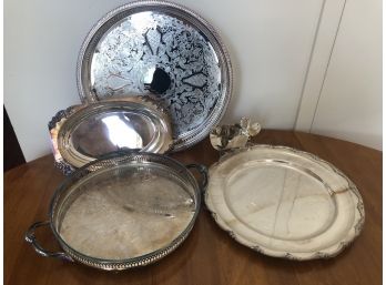 5 Assorted Silver Plate Pieces Including New Small 'candy Boat'