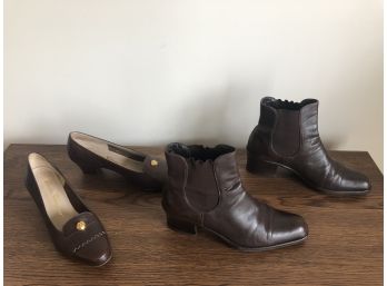 Ferragamo Brown Fringed Low Heel And Great Patina Chelsea Boot In Brown Women's 7 1/2