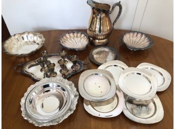 Silver Plate Collection With Large Pitcher And More