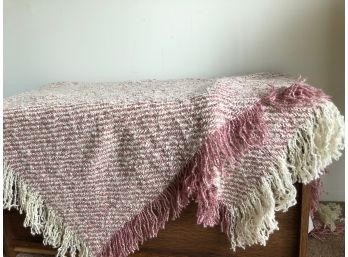 Kennebunk Weavers Beautiful New Pink And Cream Wool Throw
