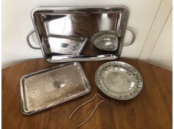 Large Letang & Remy Handled Tray, Ice Tongs And 2 Additional Platters