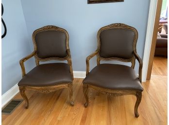Pair Of Leather Side Chairs