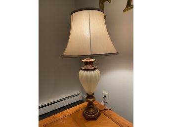 White Lamp With Bronze Base