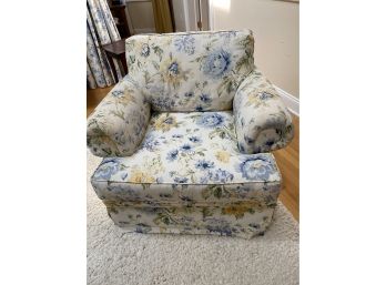 Floral Upholstered Chair With Ottoman