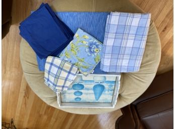 Assortment Of Blue - Napkins, Tray, Tablecloth
