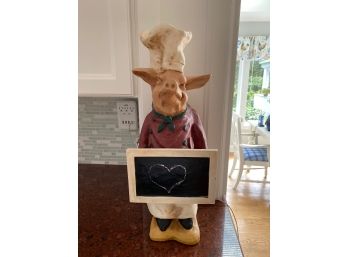 Kitchen Pig With Chef Hat And Blackboard
