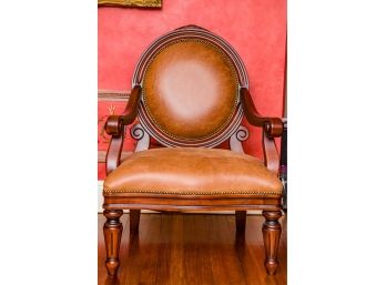 Heavy Wooden Arms & Legs Leather Chair (2 Of 2)