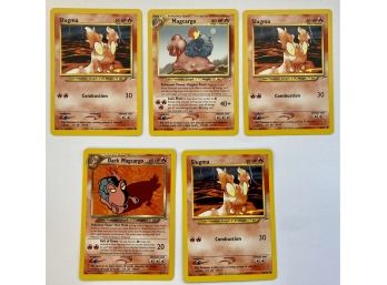 Lot Of 5 Cards 3 Slugma 1995-2000, Dark Magcargo 1995- 2000, Magcargo 1995- 2000.