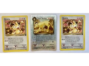 Reverse Holofoil Of Dark Persian 2002 With 2 Meowth Cards 1995, 96, 98