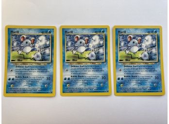 3 Cards Of Pokemon Of Marill 1995-2000
