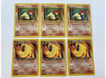 Lot Of 6 Cards 3 Of Cyndaquil And 3 Of Dark Quilava 1995 -2000