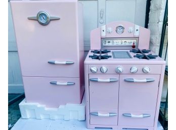 Pottery Barn Kids Pink Retro Kitchen Oven & Icebox Set (Never Used )Retails For Over 500$