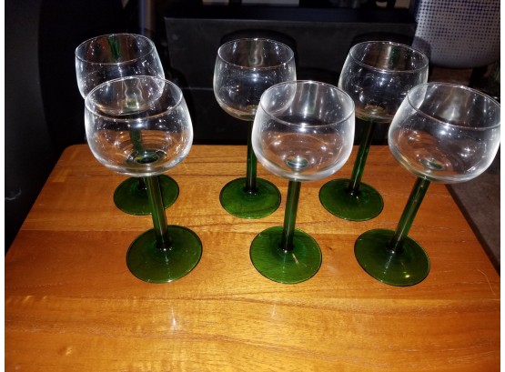 Set Of 6 Green Stem Glasses