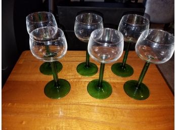 Set Of 6 Green Stem Glasses