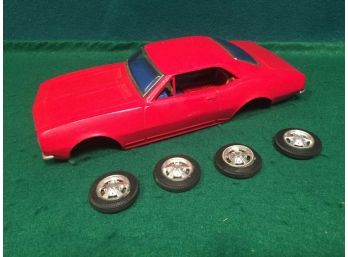 Great Vintage Taiyo Tin Red 1967 Chevrolet Camaro SS. Body And Wheels Only. Cragars.