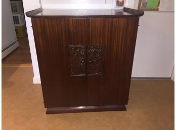 MCM Double Door Asian Chinese Wood Record Album LP Cabinet.