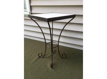 Iron Side Table With Ceramic Top. For Interior Or Exterior Use.