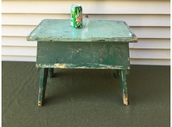 Vintage Original Distressed Green Paint Stool.