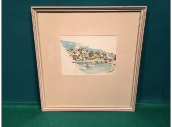 Vintage Watercolor. “Old North Tower. Framed And Signed. In Original Frame In Excellent Condition