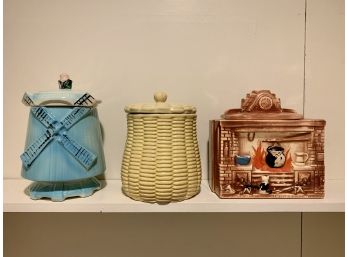 Windmill, Hearth & Basket Cookie Jars, Including Shawnee And McCoy