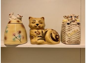 Cat & Lamb Themed Jars, Including American Bisque