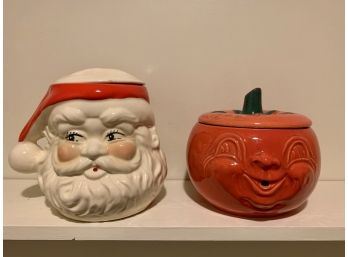 DGBM Pumpkin Cookie Jar & Santa Claus Cookie Jar