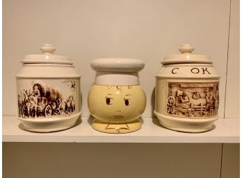 Three Vintage Cookie Jars Including American Bisque