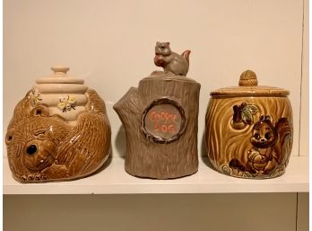 Three Woodland Animal Cookie Jars