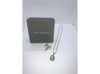 Pretty Ann Taylor Matching Ring And Necklace With Charm