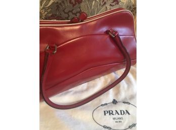 Genuine Vintage Red Leather PRADA Bag