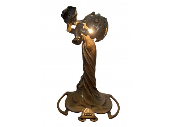 Vintage Bronze Art Deco Female Sculptural Lamp