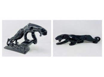 Black Lacquered Panther Pair