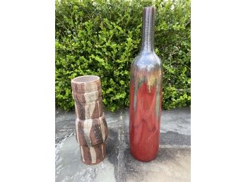 Pair Of Narrow Art Vases