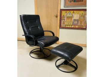 Faux Leather Recliner And Ottoman
