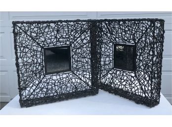Pair Of Modern Abstract Hanging Mirrors